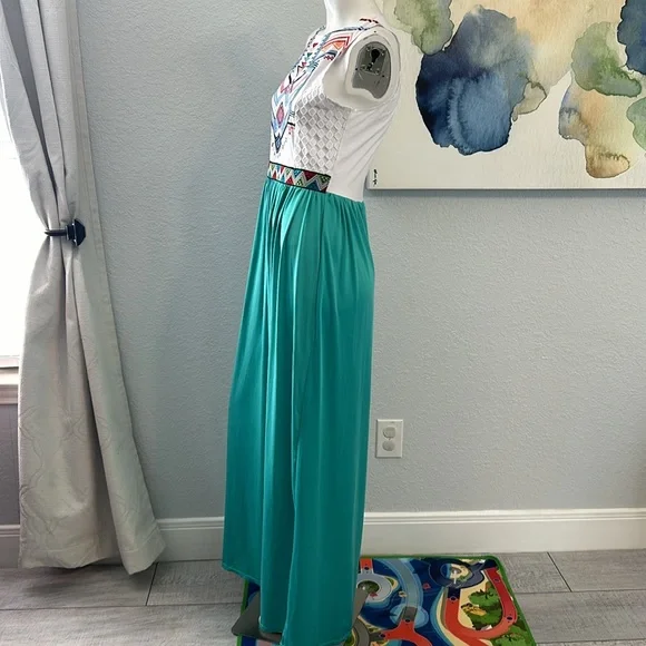 TROPICAL PRINT FLOWING BOHO DRESS BY XJF. MC - Picture 1 of 10